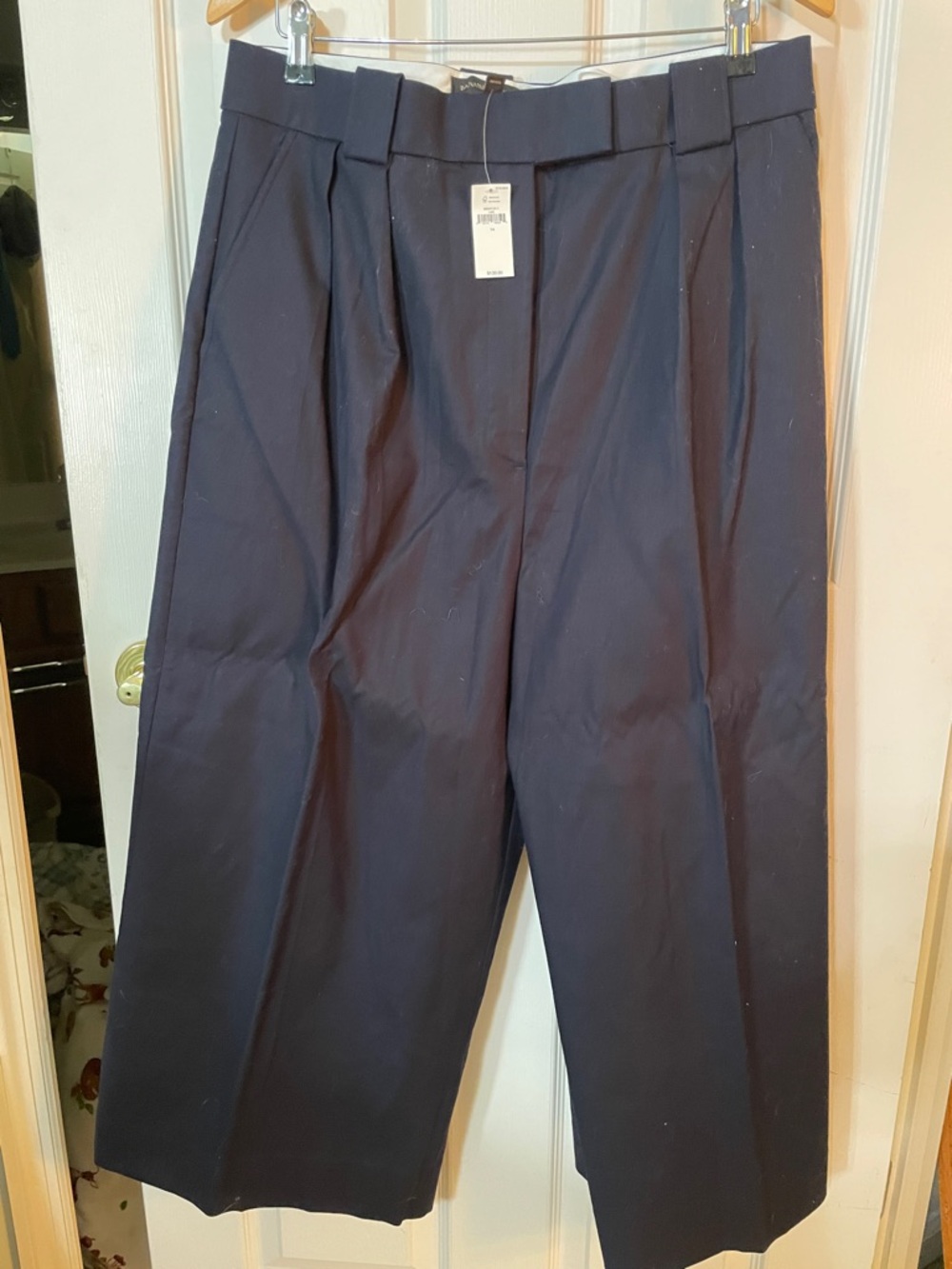 NWT Banana Republic Women Navy Wide-Leg Cropped Trousers size 14
